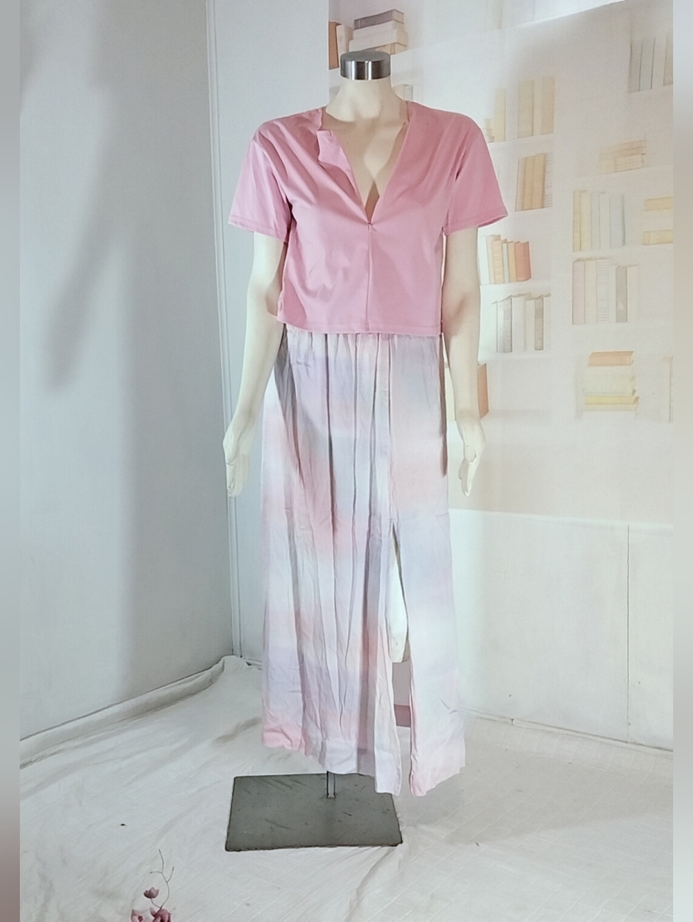saltwater LUXE Pink Top with Pastel Ombre Maxi Skirt